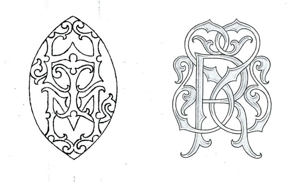 monogram sketches - jewellery design